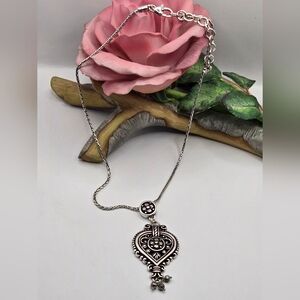 Brighton Retired Etruscan Heart Necklace 15" Plus 2" Extender